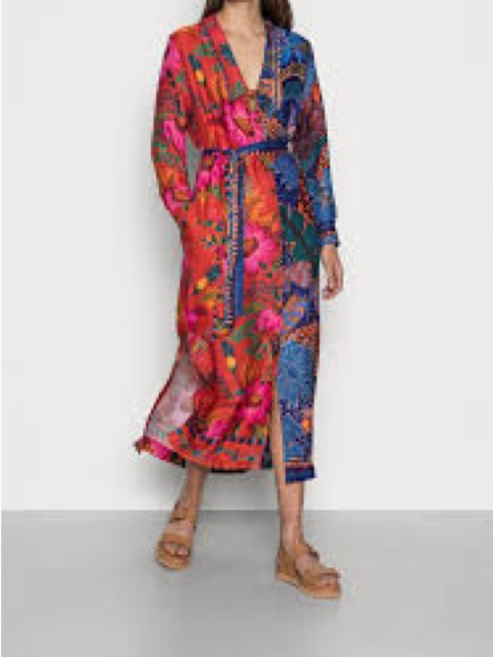 NEW Farm Rio Mixed Print Maxi Dress Tropical Floral Jungle Cat Leopard Animal